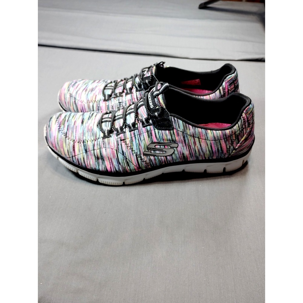 Skechers Women 9.5 Empire Game On Black Multicolor Slip‎ On Sneaker Shoes 12414 - Picture 8 of 12